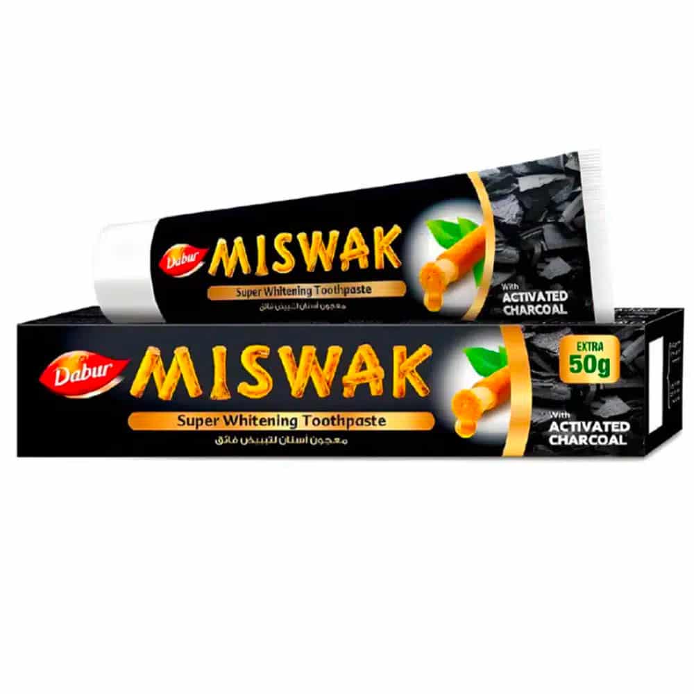Dentifrice Dabur Miswak au Charbon Actif - Blancheur Suprême (170g+50g offert)